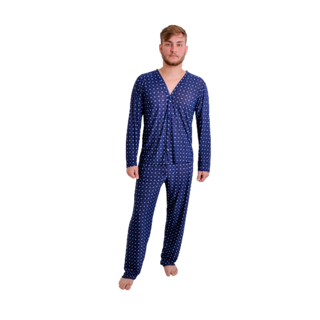 Pijama Masculino Liganete Longo Adulto Inverno Aberto Botões em Oferta na Shopee