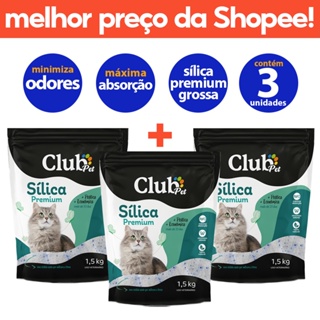 Areia de Gato Sílica Premium 3un Club Pet 1,5kg
