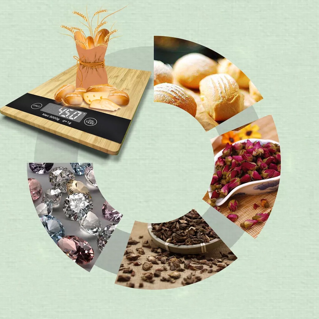 Balança fácil uso doméstico até 5Kg acabamento madeira bambu | Shopee ...