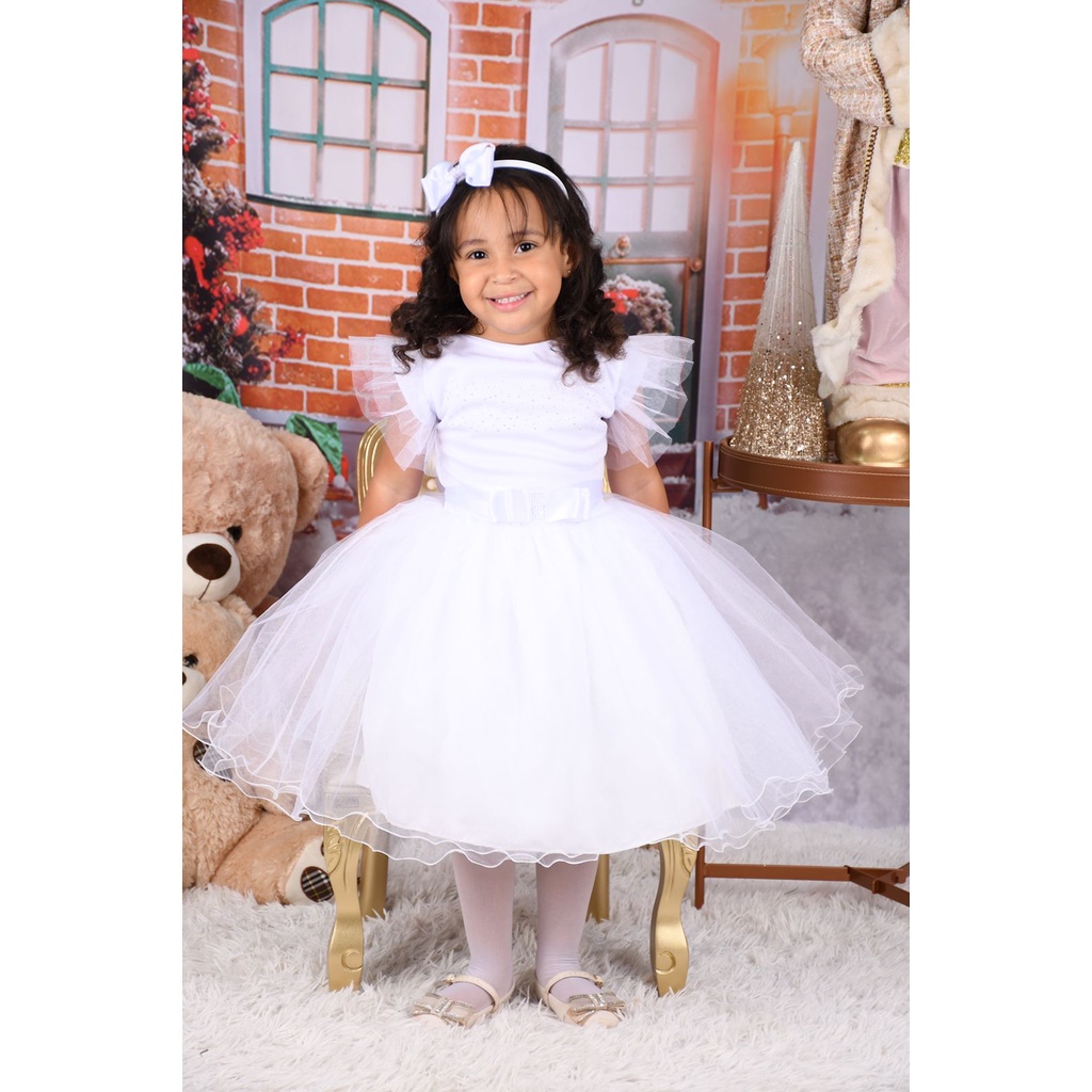 Vestido Daminha Luxo branco - Infantil