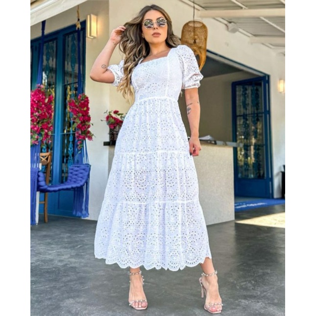 Vestido longo de lese 2024 branco