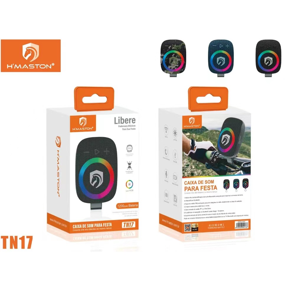 Caixa de som Bluetooth 5W Vem suporte Para Bike e Moto 1200Amh 5 HorasH'maston TN17