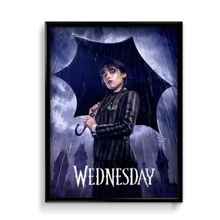 Quadro Decorativo Wednesday Addams Wandinha Addams Seriado TV com Moldura para Quarto