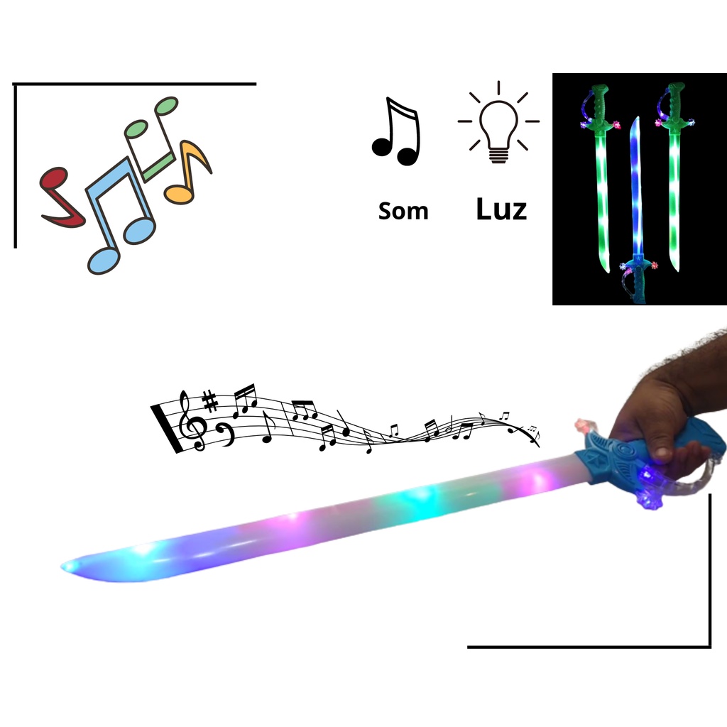 Espada tubarão com luzes e som infantil brinquedo(VERDE)