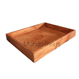 Bandeja Retangular Mundo Pinus De Madeira com Verniz Imbuia Escuro Para Servir Chá Talheres Bandejas Prato De Frutas Decoração De Alimentos