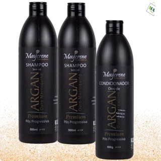 2 Shampoo + 1 Condicionador Argan Ouro Marroquino 500ml Maycrene