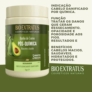 Banho De Creme Pós Quimica Abacate E Jojoba 1kg - Bio Extratus PROMOÇÃO