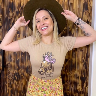 T-shirt country feminina paty country blusa feminina tshirt creme