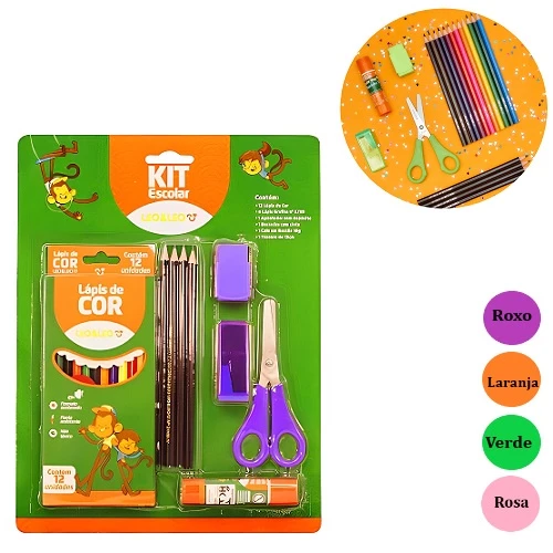 Kit Escolar Leo&Leo Com 20 Peças Material Escolar Completo Infantil