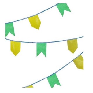 Bandeirola Plástica e de Papel Verde e Amarela Brasil Copa do Mundo 16x16cm com 10 metros em Oferta na Shopee