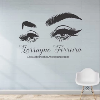Adesivo decorativo parede olhos lash designer sobrancelhas salão
