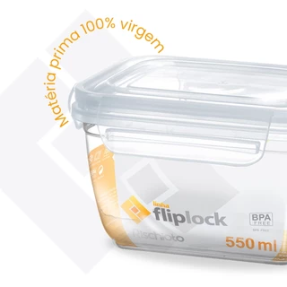 Pote Fliplock com Travas 400 ou 800Ml - Plástico Atóxico Livre de BPA - Rischioto