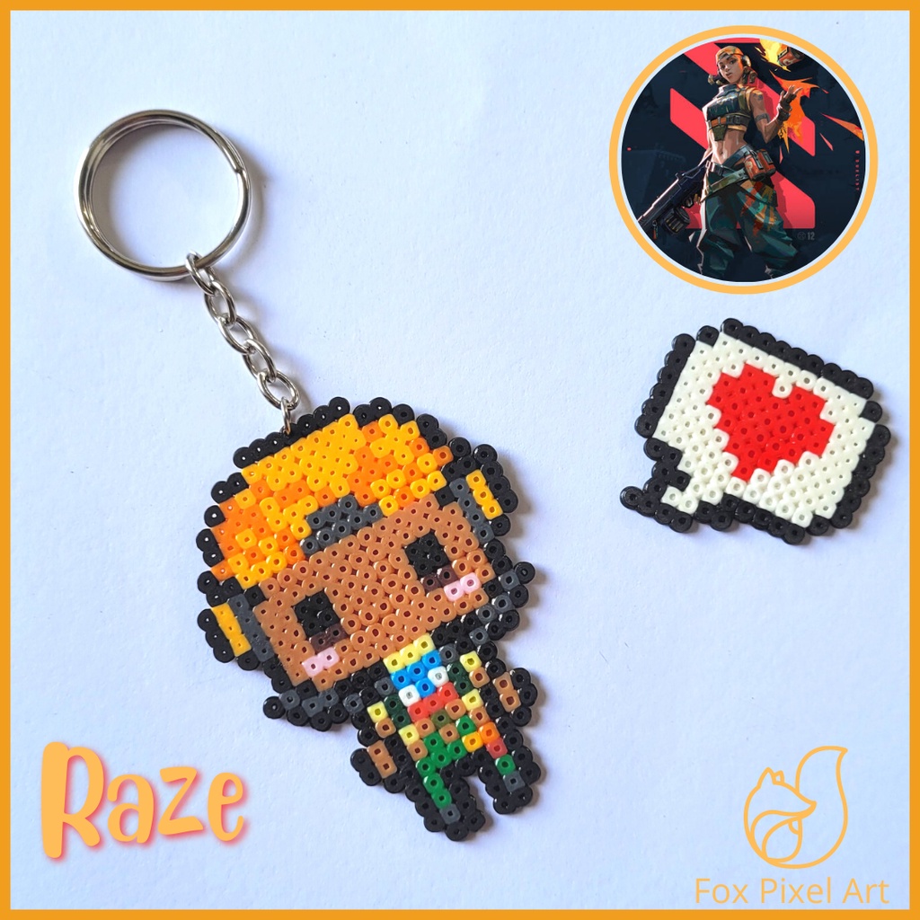 Chaveiro Raze Valorant Hama Beads Perler Beads Pixel Art Shopee Brasil