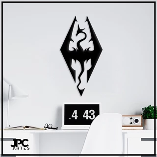 Quadro Decorativo Vazado Skyrim símbolo - Geek Nerd - Decoração para Quarto - MDF 06mm Preto