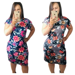 Kit 2 vestido feminino várias estampas em malha leila G GG EXG