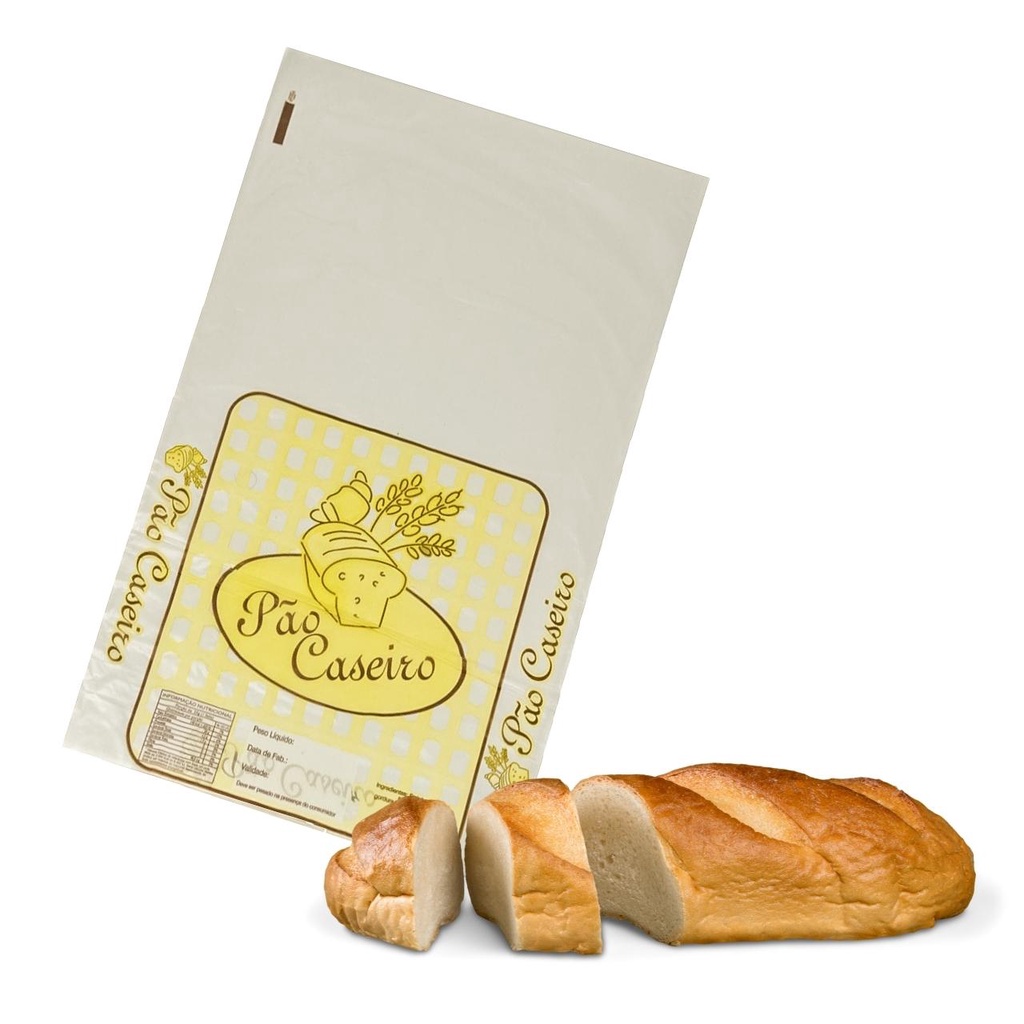 SACO PLÁSTICO PARA PÃO CASEIRO 25X48CM. COM 100 UN.