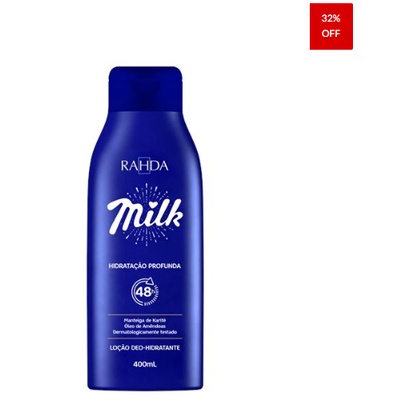 RAHDA MILK LOÇÃO DEO-HIDRATANTE CORPORAL 48H HIDRATAÇÃO PROFUNDA 400ML ...