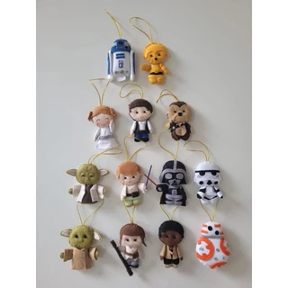Mini bonecos em feltro personages Star Wars para árvore de Natal ou chaveiro