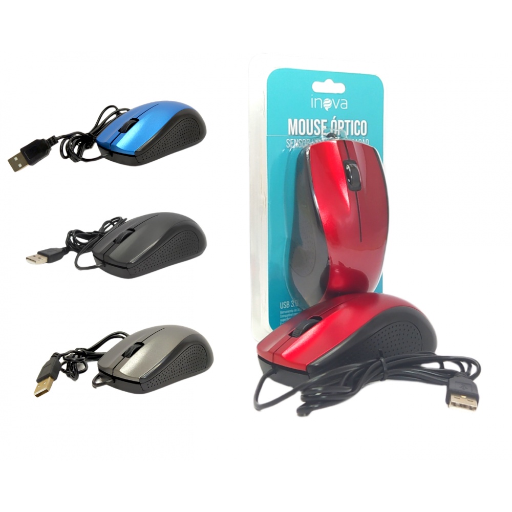 Mouse Óptico Com Fio Inova Mou-8606 Usb 3.0 Plugar E Usar