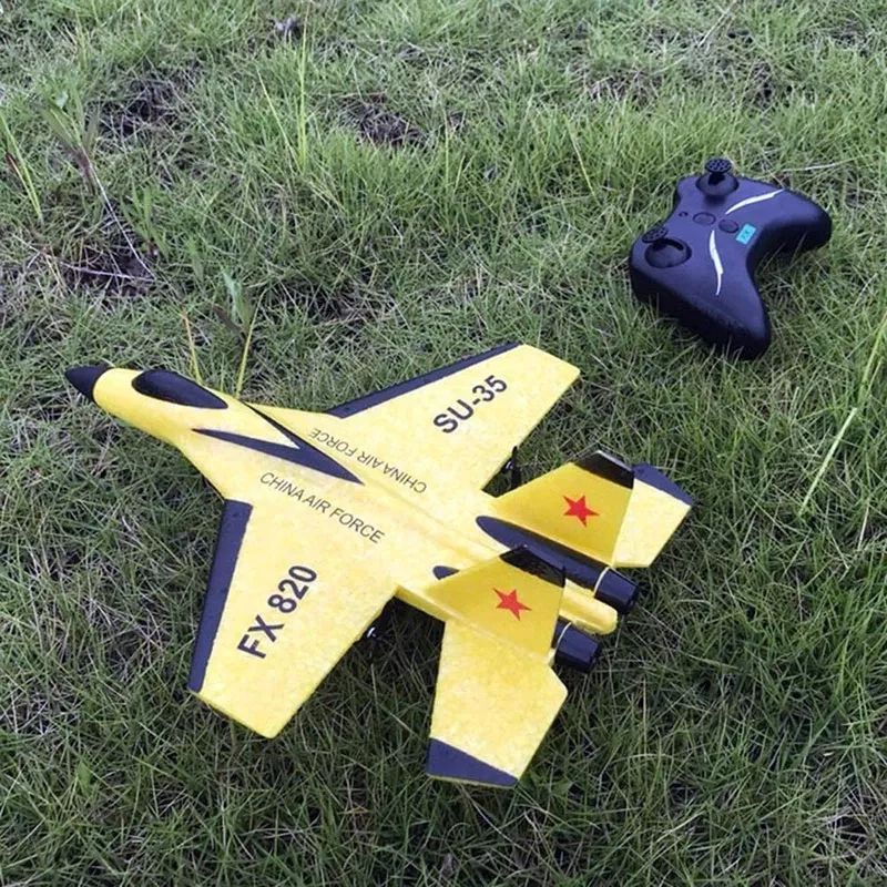 Avião Controle Remoto 2.4gh Aeromodelo Caça SU35 Amarelo - FX