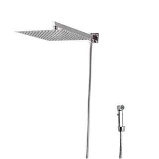 Ducha Inox Quadrada 30x30 Cm Com Desviador E Ducha De Mão