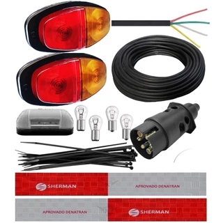 Kit Eletrico Instalação Lanterna Carretinha Reboque Engate Com Lanterna De Placa Led em Oferta na Shopee