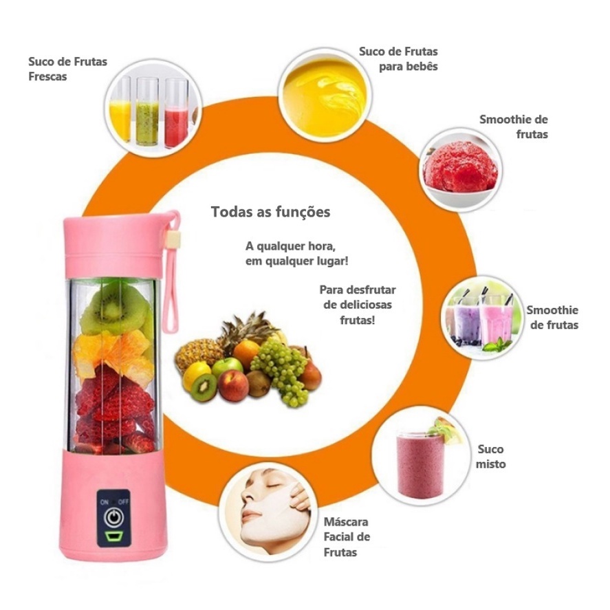 Imagem do produto Mini Liquidificador Portátil Shake Take Juice Cup 6 Lâminas Recarregável 2