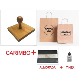 CARIMBO PERSONALIZADO COM LOGOMARCA, PARA SACOLAS KRAFT/ PAPEL/ CAIXAS/ MADEIRA