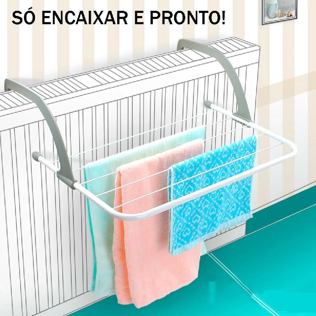 Varal De Ferro Portatil Para Janelas Sacadas Grande 50,5 x 33 x 15cm ...