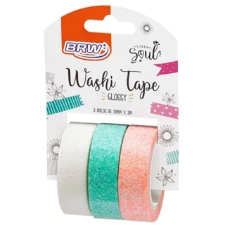 Fita Adesiva Washi Tape Glossy 15mmx3m C/3 Brw em Oferta na Shopee