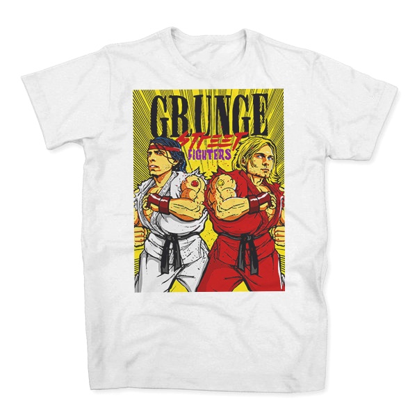 Camiseta Algodao Grunge Kurt Cobain Dave Groh Engraçada Gamesl Banda de Rock Foo Fighters Nirvana Street Fighter Punk Musica Nervous