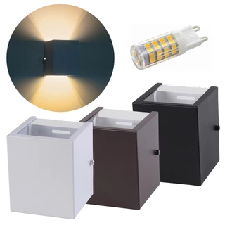 Arandela Luminária 2 Fachos + Lâmpada LED G9 5w - Alumínio Vidro Externa Interna Muro Parede - T&T Iluminação