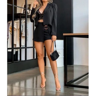 Short saia de luxo com 2 argolas lateral