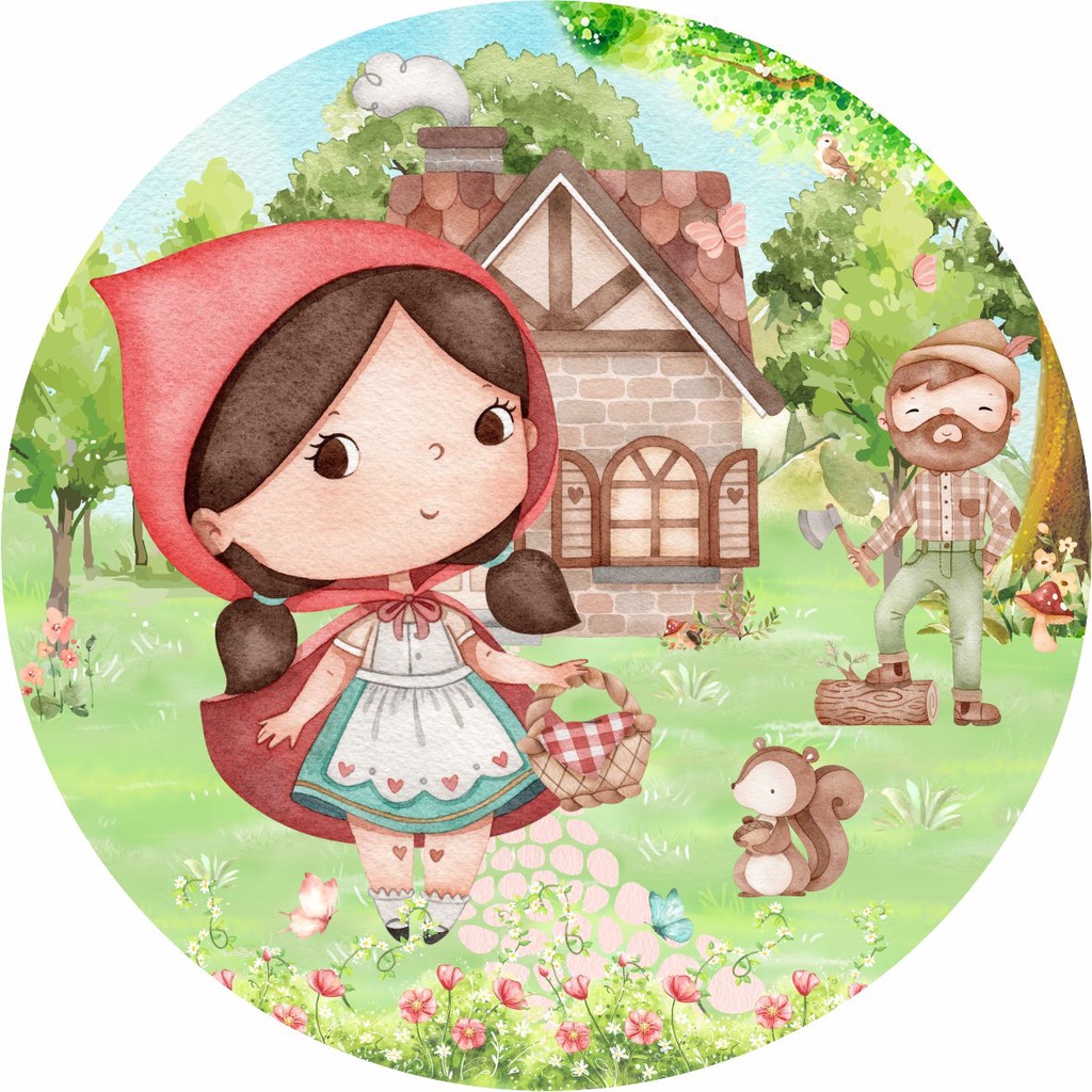 Painel Redondo Tecido Sublimado Chapeuzinho 4