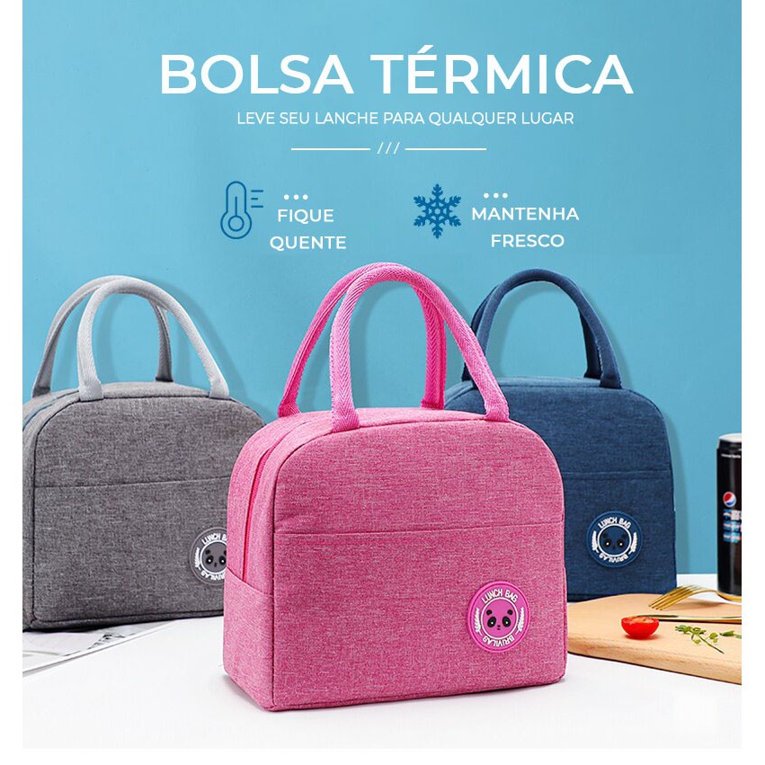 Bolsa Lancheira Térmica Para Marmita Lanche Bebida Unissex Viagem ...