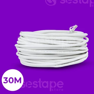 Cabo De Rede 30 Metros Branco + Conector Rj45 Crimpado Cat5 Internet Lan
