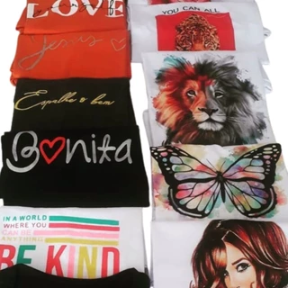 KIT 10 Camiseta Feminina camisetas blusa blusas Evangelica T-shirts Babylook