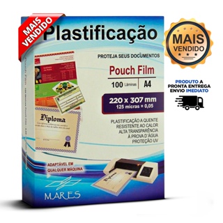 Polaseal A4 220x307 - 100 Folhas - Plástico Para Plastificação Pouch Film 125 Micras