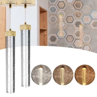 Kit 2 Lustre Pendente Cristal Com Bolhas Led 3 Cores 8110-300