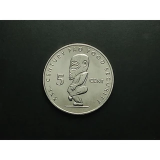Moeda de 5 cent de Ilhas Cook, ano 2000, Comemorativa FAO, 24,05mm, em ótimo estado de conservação