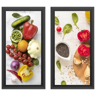 Quadros Decorativos Cozinha Gourmet 2 Peças 43x23cm Moldura