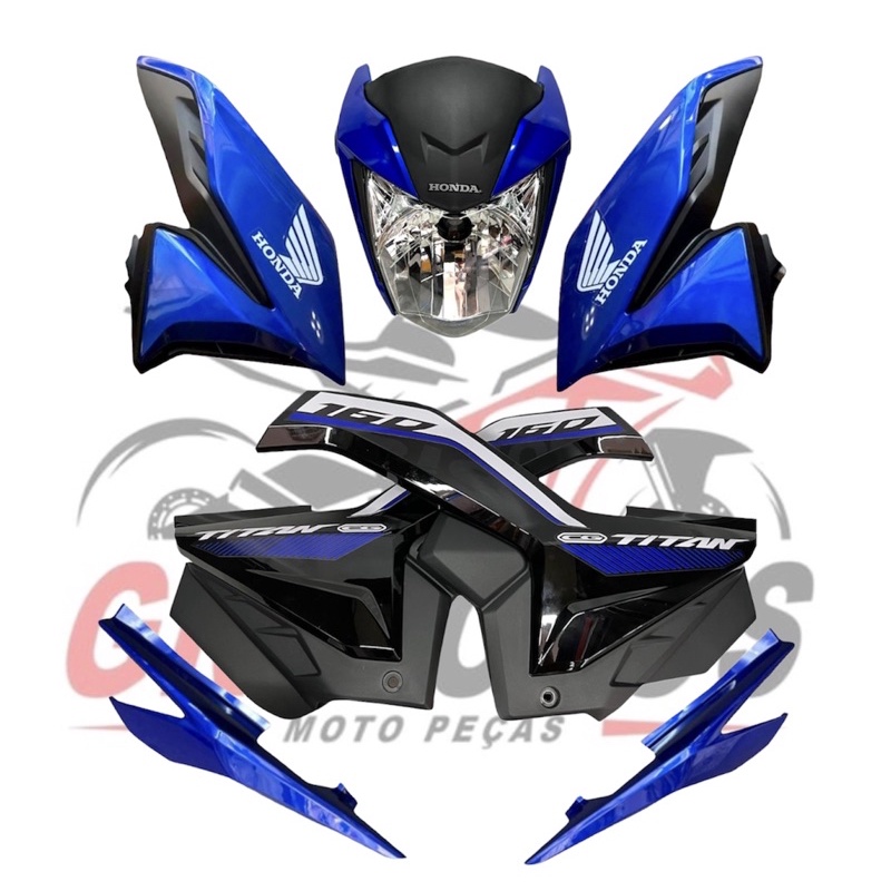 Kit Carenagem Mod Honda Cg Titan Azul Com Parafusos Shopee Brasil