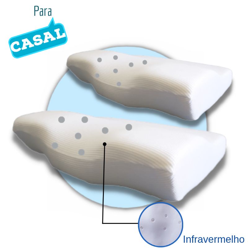 2 Travesseiros Ortopédico Cervical Viscoelástico Nasa Com Infravermelho ...