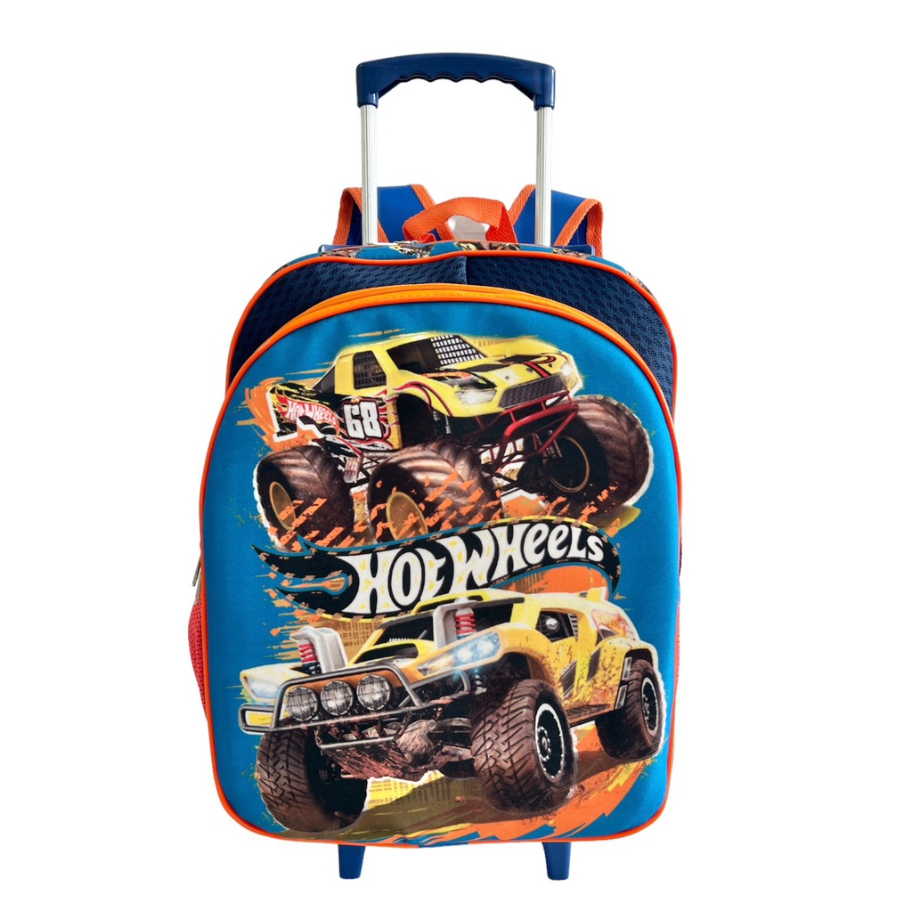 Kit Mochila Infantil Hot Wheels Monster Truck Rodinhas Tam G