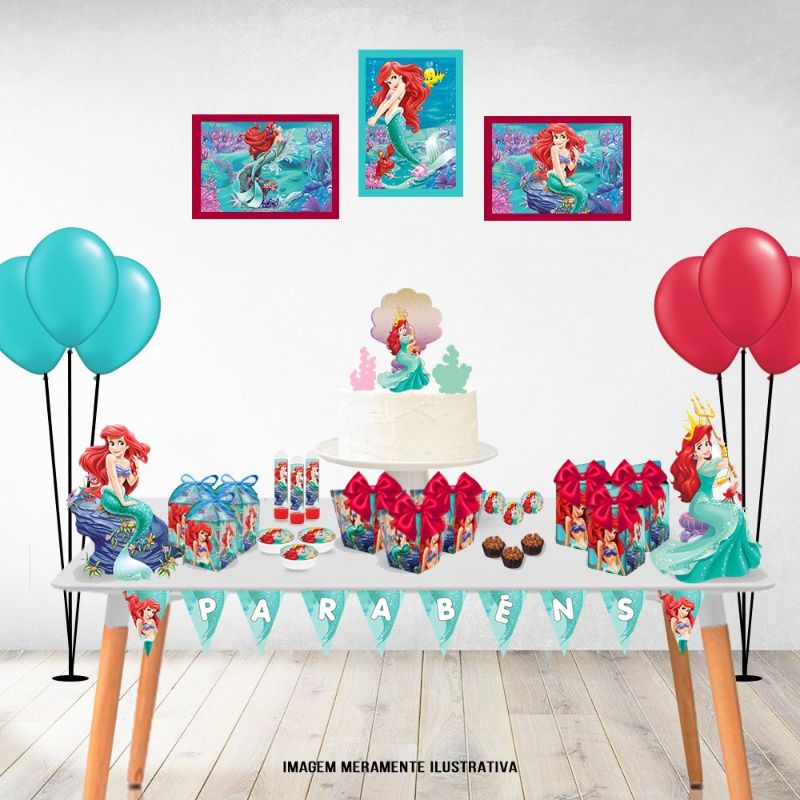 Kit Festa Fácil Ariel Decoração Aniversário Completo 39 Pcs