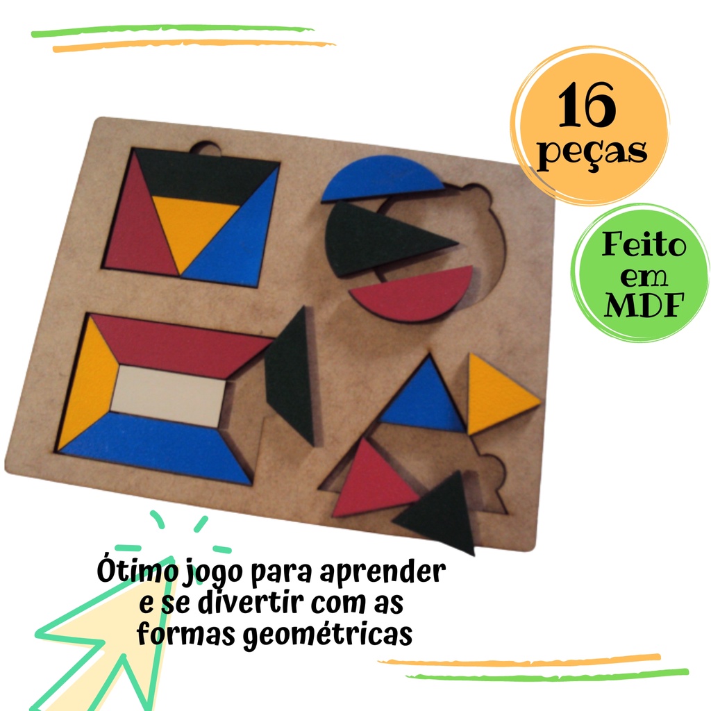 Jogo Educativo Infantil Forma Geometrica Brinquedo Mdf