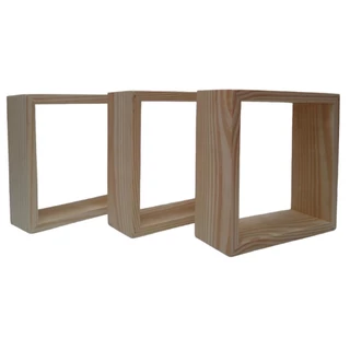 Suporte trio quadrado Nincho de madeira decoração parede