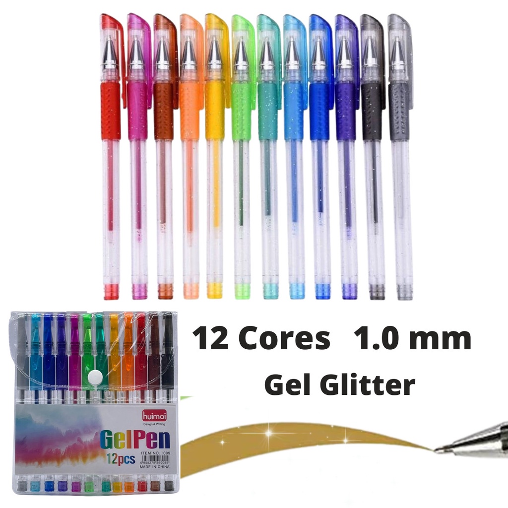 Gel Com Glitter 12 Cores GelPen Shopee Brasil