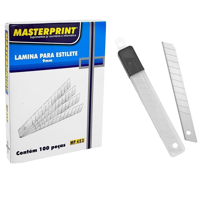 Lamina 9mm Para Estilete Caixa com 100 unidades Masterprint