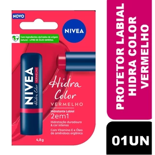 Protetor Labial 2 em 1 Nivea Hidra Color Vermelho 4,8g